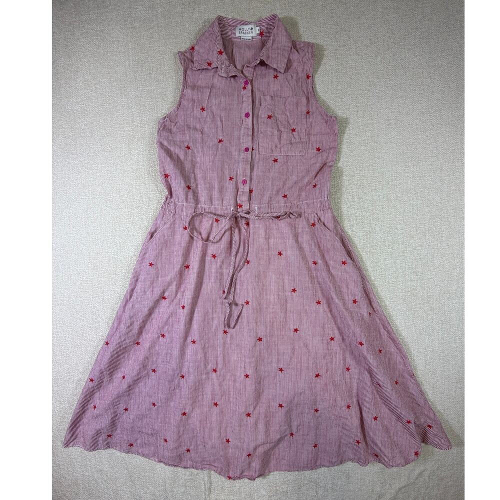 Molly Bracken Women S Red White Striped Stars Sleeveless Patriotic Summer Dress